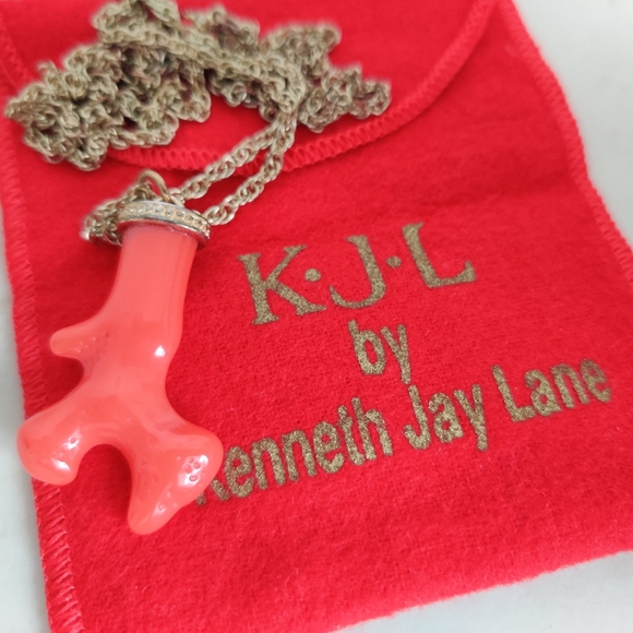Vintage Kenneth Jay Kane Oxblood Coral Branch Necklace - Picture 3 of 5